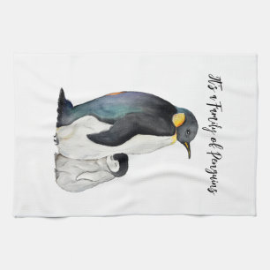 Es ist eine Familie von Pinguinen Aquarell zeichne Geschirrtuch