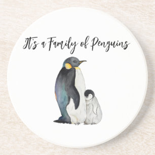 Es ist eine Familie von Pinguinen Aquarell zeichne Getränkeuntersetzer