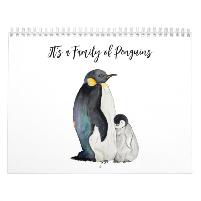 Es ist eine Familie von Pinguinen Aquarell zeichne Kalender (Titelbild)