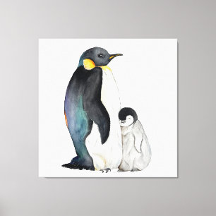 Es ist eine Familie von Pinguinen Aquarell zeichne Leinwanddruck