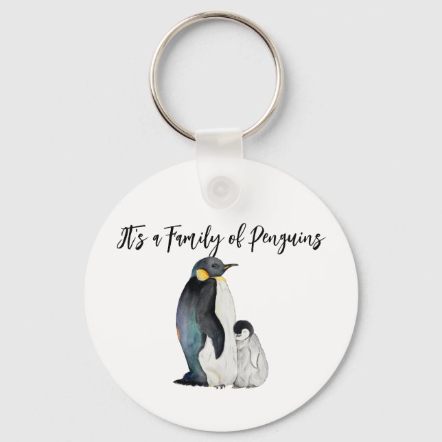 Es ist eine Familie von Pinguinen Aquarell zeichne Schlüsselanhänger (Vorderseite)
