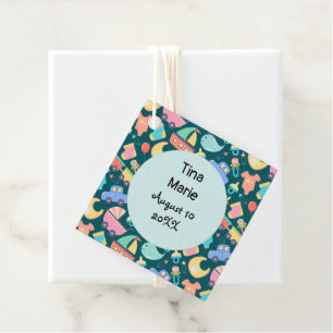 Es ist eine farbenfrohe Babydusche Geschenkanhänger