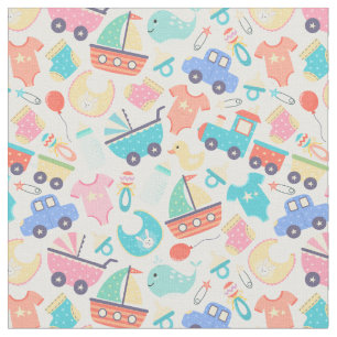 Es ist eine farbenfrohe Babydusche Stoff