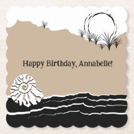 Es ist eine Geburtstagsparty am Strand Untersetzer