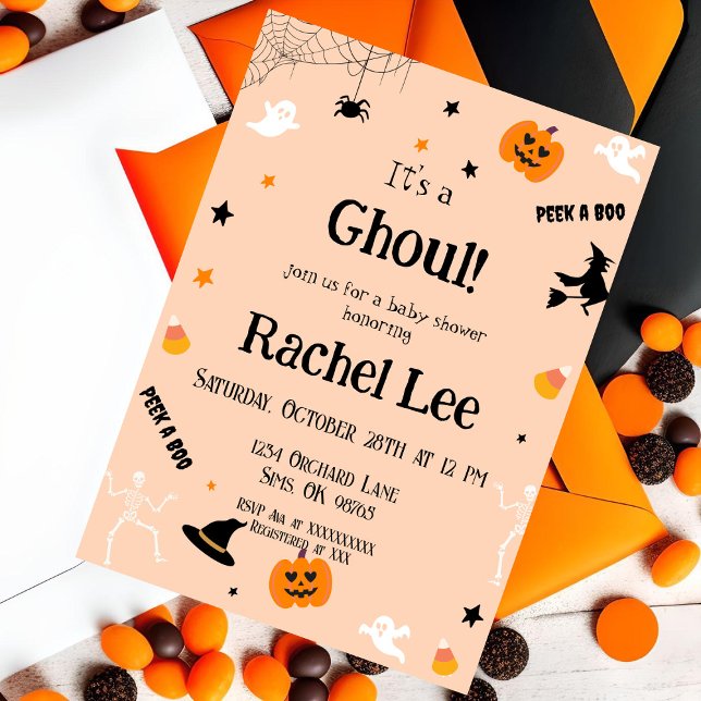 Es ist eine Ghoul Halloween Baby Shower Einladung (Von Creator hochgeladen)