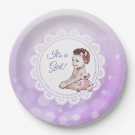 Es ist eine Girl African American Baby Shower Pappteller