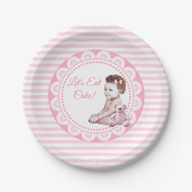 Es ist eine Girl African American Baby Shower Pappteller (Vorderseite)
