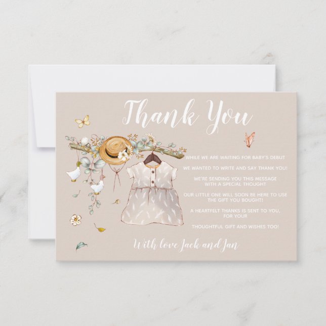 Es ist eine Girl Baby Dusche Danke Karte (Vorderseite)