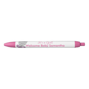 Es ist eine Girl Baby Rattle Pink Star Ankündigung Kugelschreiber
