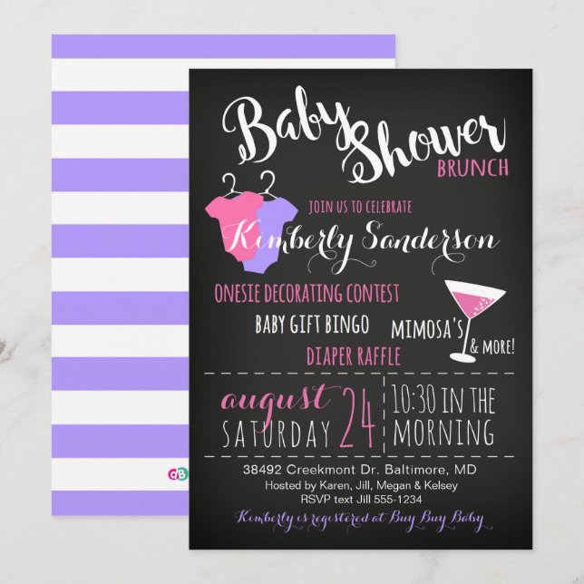 Es ist eine Girl Baby Shower Brunch Party Einladun Einladung (Vorne/Hinten)
