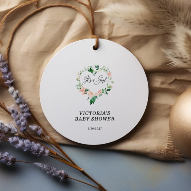 Es ist eine Girl Blush Pink Babydusche Geschenkanhänger (Von Creator hochgeladen)