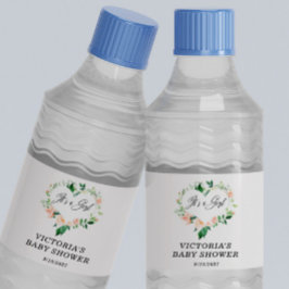 Es ist eine Girl Blush Pink Babydusche Wasserflaschenetikett