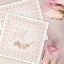 Es ist eine Girl Blush Pink Floral Gingham Baby Du