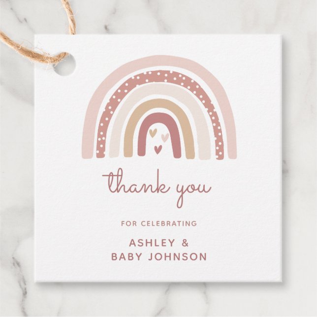 Es ist eine Girl Boho Rainbow Baby Dusche Danke Geschenkanhänger (Vorderseite)