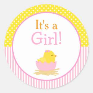 Es ist eine Girl Chick Baby Dusche Runder Aufkleber