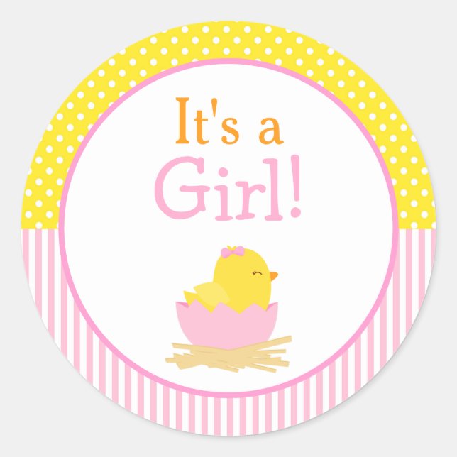 Es ist eine Girl Chick Baby Dusche Runder Aufkleber (Vorderseite)