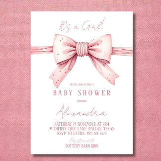 Es ist eine Girl Coquette Pink Bow Baby Dusche Einladung