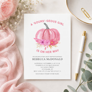 Es ist eine Girl Fun Pun Pink Pumpkin Baby Dusche Postkarte