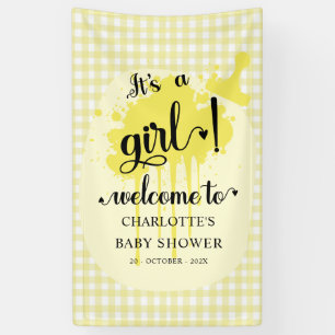 Es ist eine Girl Niedlich Pastel Yellow Gingham Ba Banner