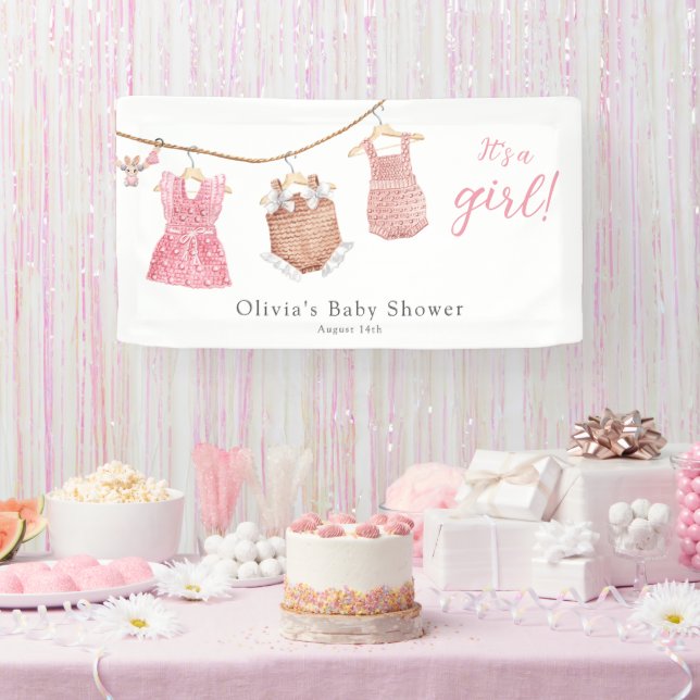 Es ist eine Girl Pink Baby Dusche Banner (Party)
