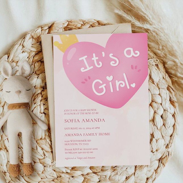 Es ist eine Girl Pink Balloon Baby Dusche Einladung (Von Creator hochgeladen)