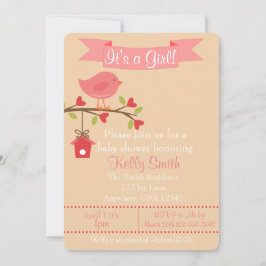 Es ist eine Girl Pink Bird Baby Shower Einladung