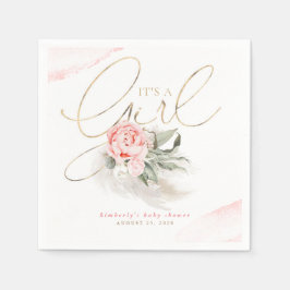 Es ist eine Girl-Pink-Blütenpampas-Grass-Baby-Dusc Serviette