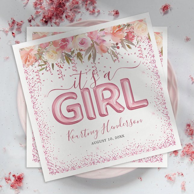 Es ist eine Girl Pink Floral Baby Dusche Napkins Serviette (Von Creator hochgeladen)