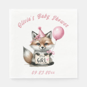 Es ist eine Girl Pink Fox Animal Theme Baby Dusche Serviette
