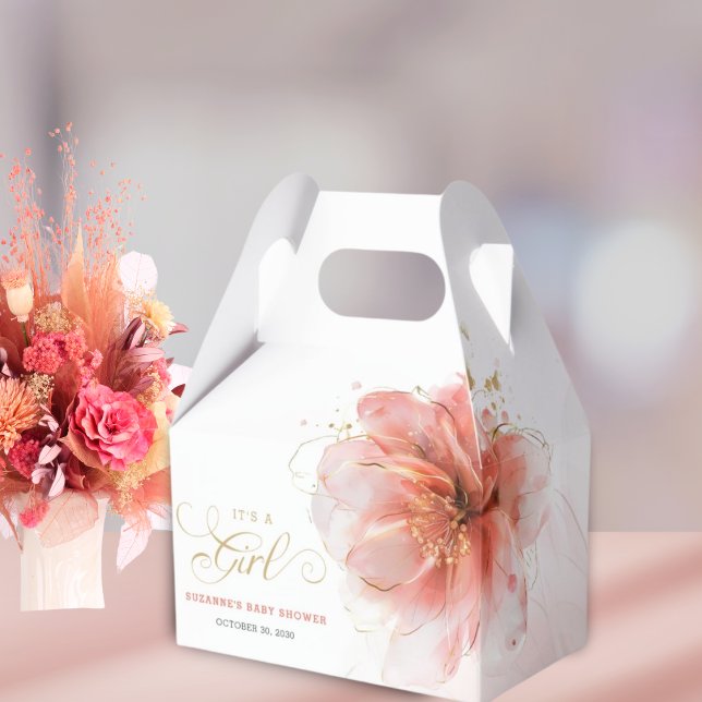 Es ist eine Girl Pink Gold Floral Modern Baby Dusc Geschenkschachtel (Von Creator hochgeladen)