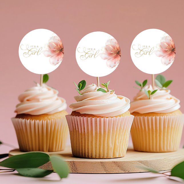 Es ist eine Girl Pink Gold Floral Modern Baby Dusc Runder Aufkleber (Von Creator hochgeladen)