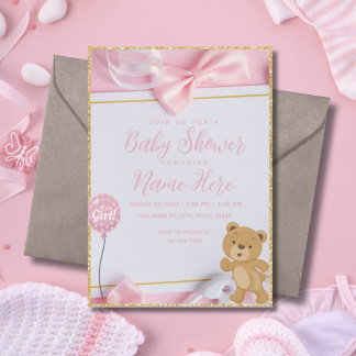 Es ist eine Girl Pink Gold Glitzer Baby Dusche Einladung