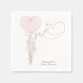 Es ist eine Girl Pink Heart Balloon Baby Dusche Serviette
