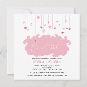 Es ist eine Girl Pink Hearts Babydusche Einladung