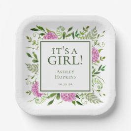Es ist eine Girl Pink Hydrangeas Girl Baby Dusche Pappteller