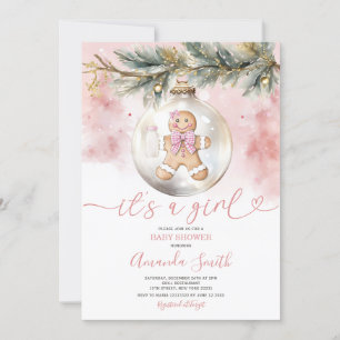 Es ist eine Girl Pink-Lebkuchen-Weihnachtsdusche Einladung