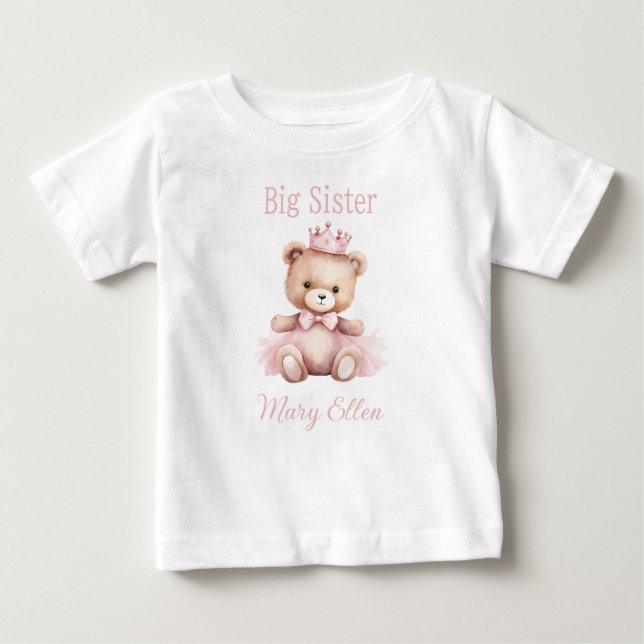 Es ist eine Girl Pink Princess Bär Big Sister Baby T-shirt (Vorderseite)