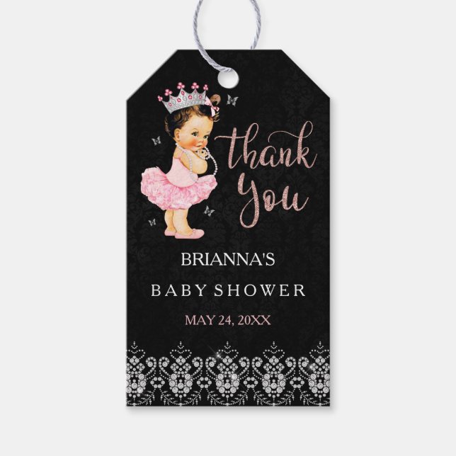 Es ist eine Girl Princess Girl Baby Dusche Geschenkanhänger (Vorderseite)
