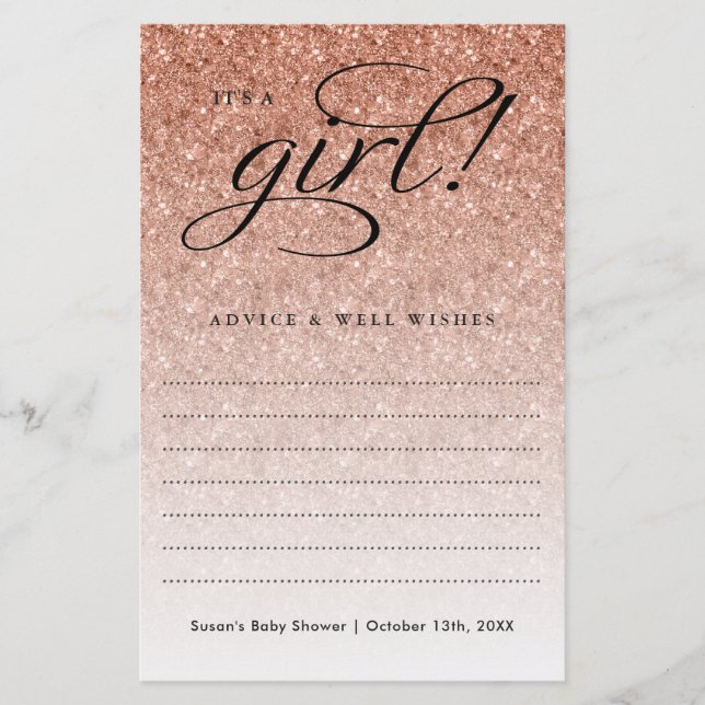Es ist eine Girl Rose Gold Ombre Glitzer Beratung, (Vorderseite)