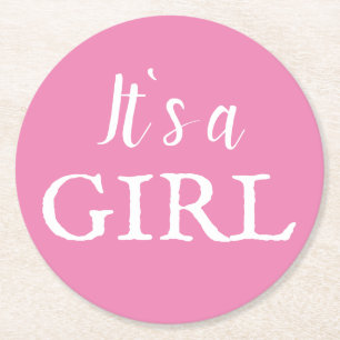 Es ist eine Girl Typografie Pink Baby Girl Baby Du Runder Pappuntersetzer