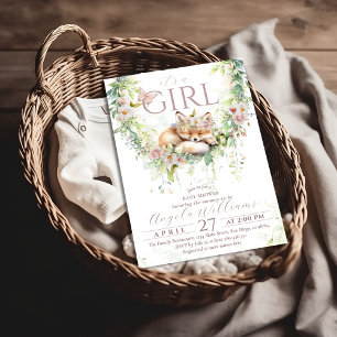 Es ist eine Girl Woodland Fox Floral Baby Girl Dus Einladung