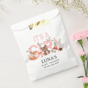 Es ist eine Girl Woodland Pink Babydusche Geschenktütchen