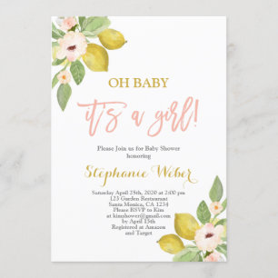 Es ist eine Girl-Zitrus-Lemons-Kinderdusche Einladung