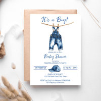 Es ist eine junge blaue Jeans Baby Duschvorlage