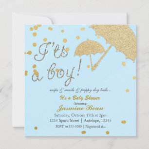 Es ist eine junge Blue & Gold Baby Dusche Einladun Einladung