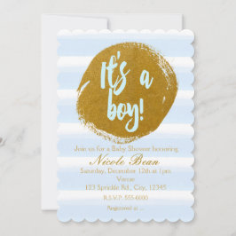 Es ist eine junge Blue Gold Foil Watercolor Einlad Einladung