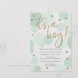 Es ist eine junge grüne Polka Dot Baby Dusche Einl Einladung