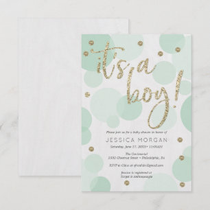 Es ist eine junge grüne Polka Dot Baby Dusche Einl Einladung