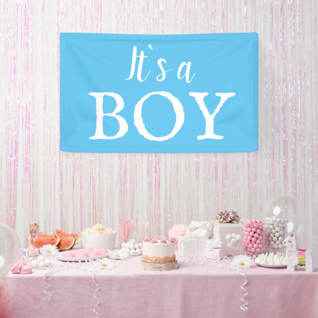 Es ist eine junge Typografie Blue Baby Boy Baby Sh Banner (Party)