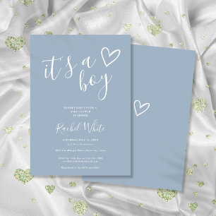 Es ist eine Jungen-Baby-Party Herz Dusty Blue Mini Einladung
